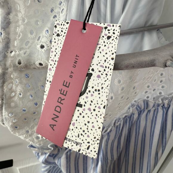 Andree by Unit New Women's Striped Pockets Cold Shoulder Dress Size Medium - Picture 7 of 13